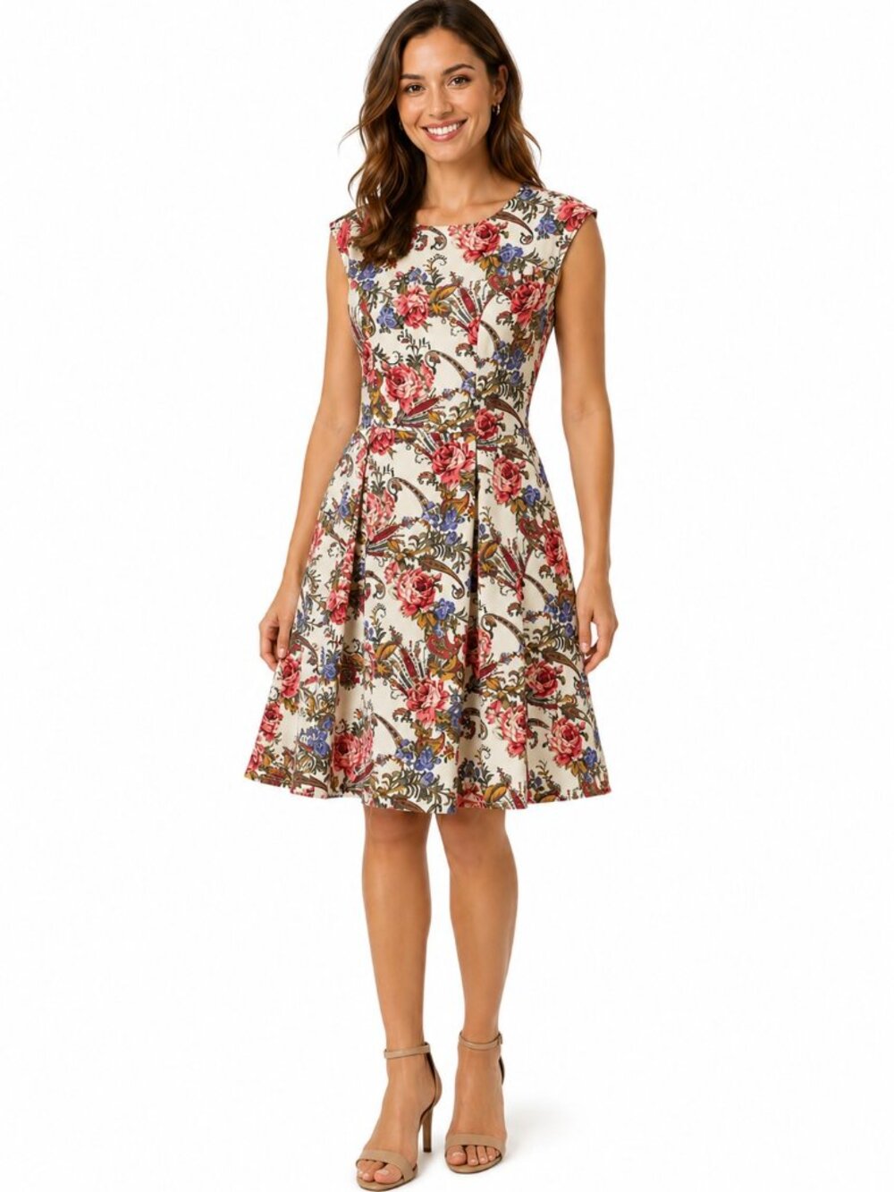 Zink London Floral Sleeveless Back Detail Dress